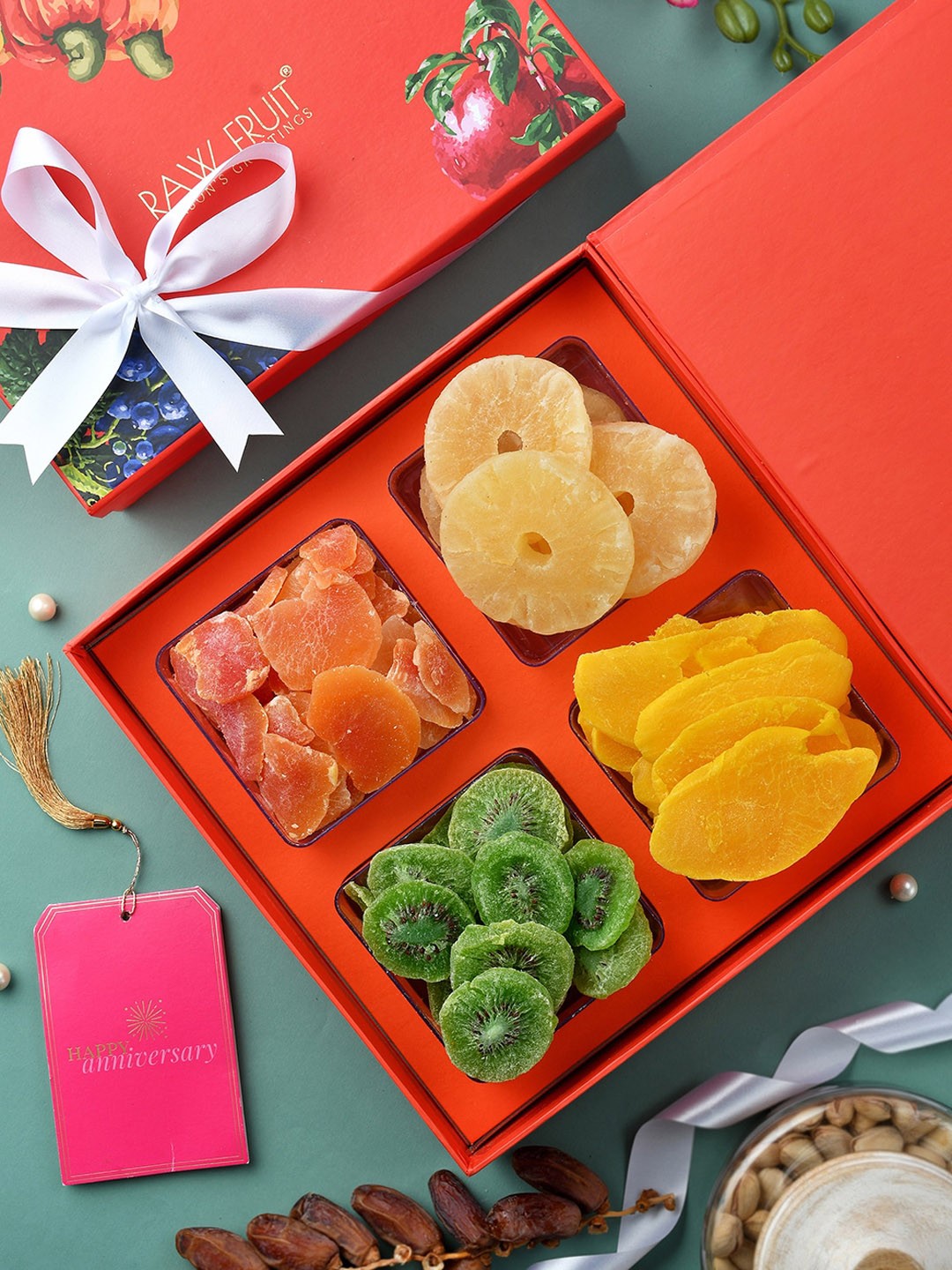 

RawFruit Circle Shaped Beaded Rakhi With Signature Box- 250g Each, Silver