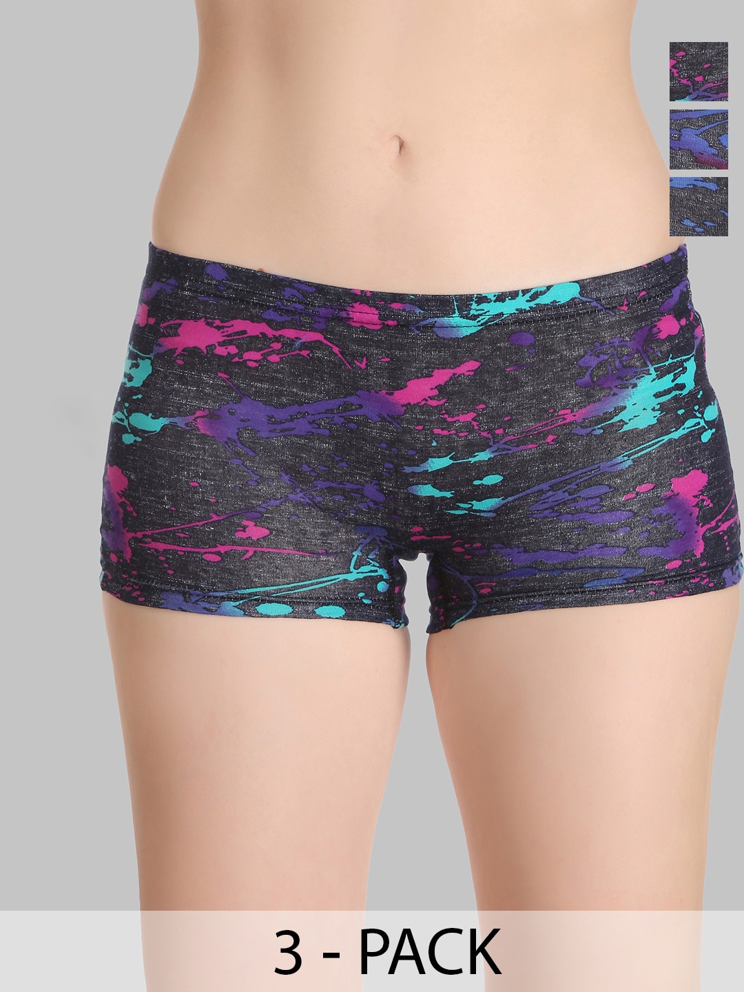 

SELFCARE Pack Of 3 Anti-Odour Printed Cotton Boy Shorts Briefs, Red