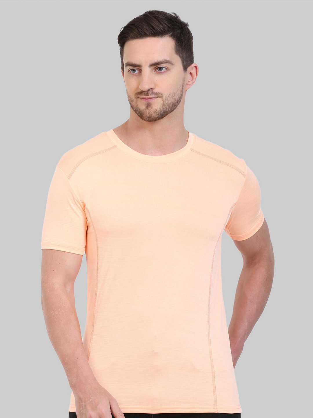 

Fasha Round Neck Regular Fit T-shirt, Peach