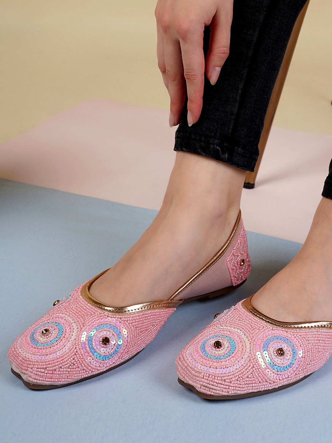 

Anouk Embellished Ethnic Ballerinas, Peach