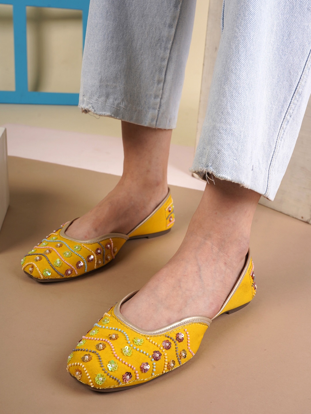 

Anouk Embellished Ethnic Ballerinas, Yellow