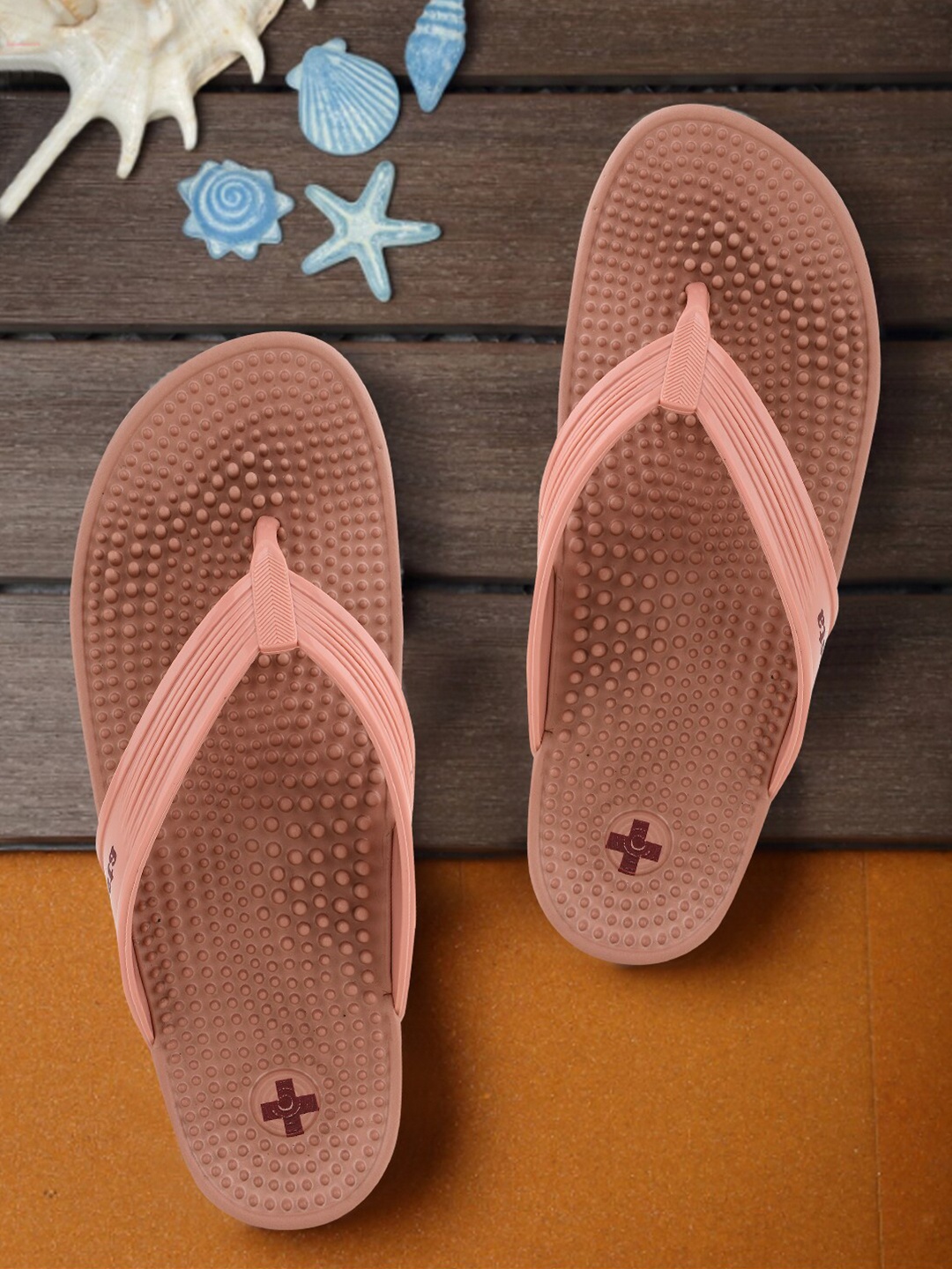 

BEONZA Women Ortho Comfort Accupressure Thong Flip-Flops, Rose gold