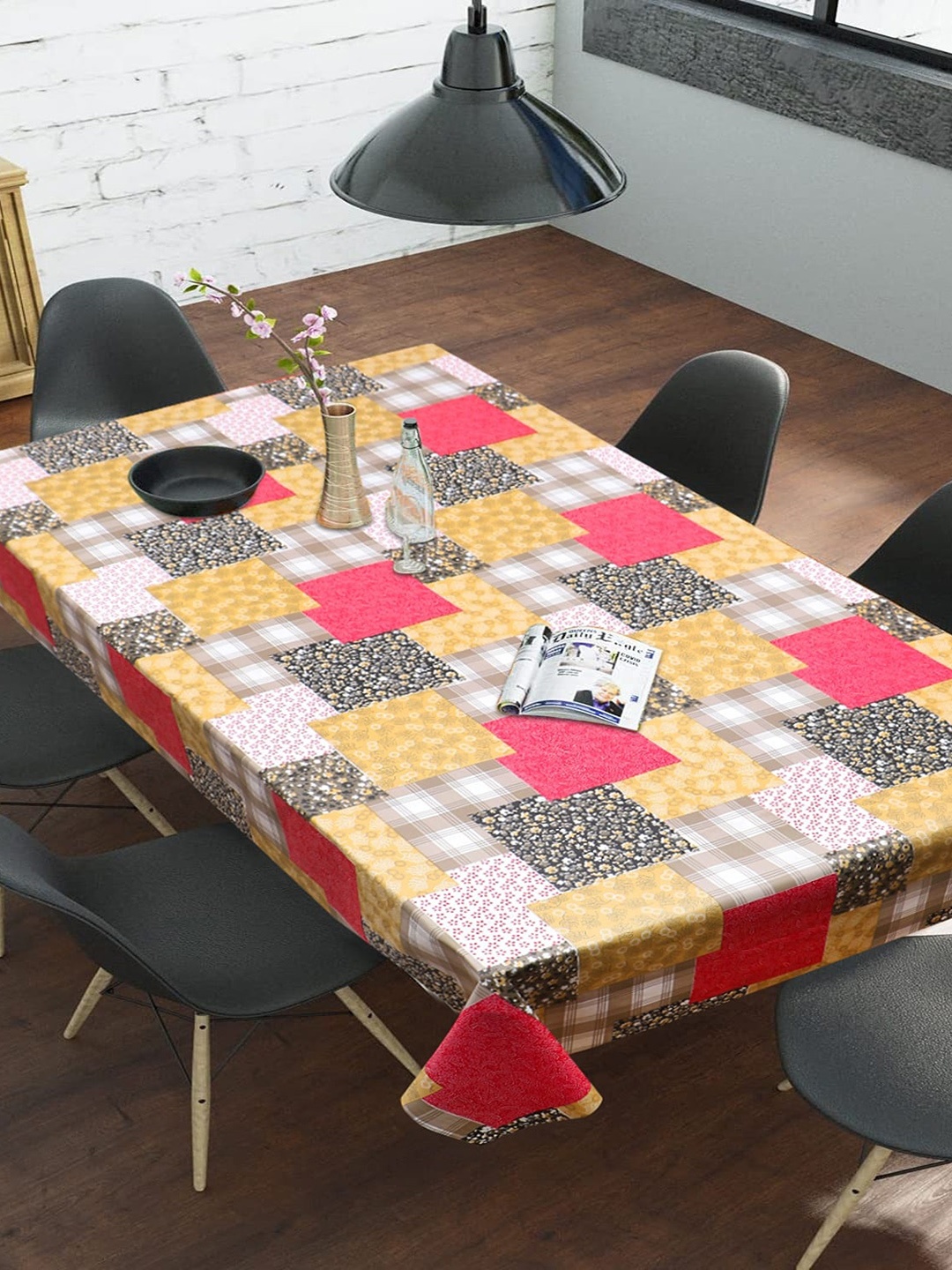 

Dakshya Industries Big Box Beige Printed 6 Seater Table Covers, White