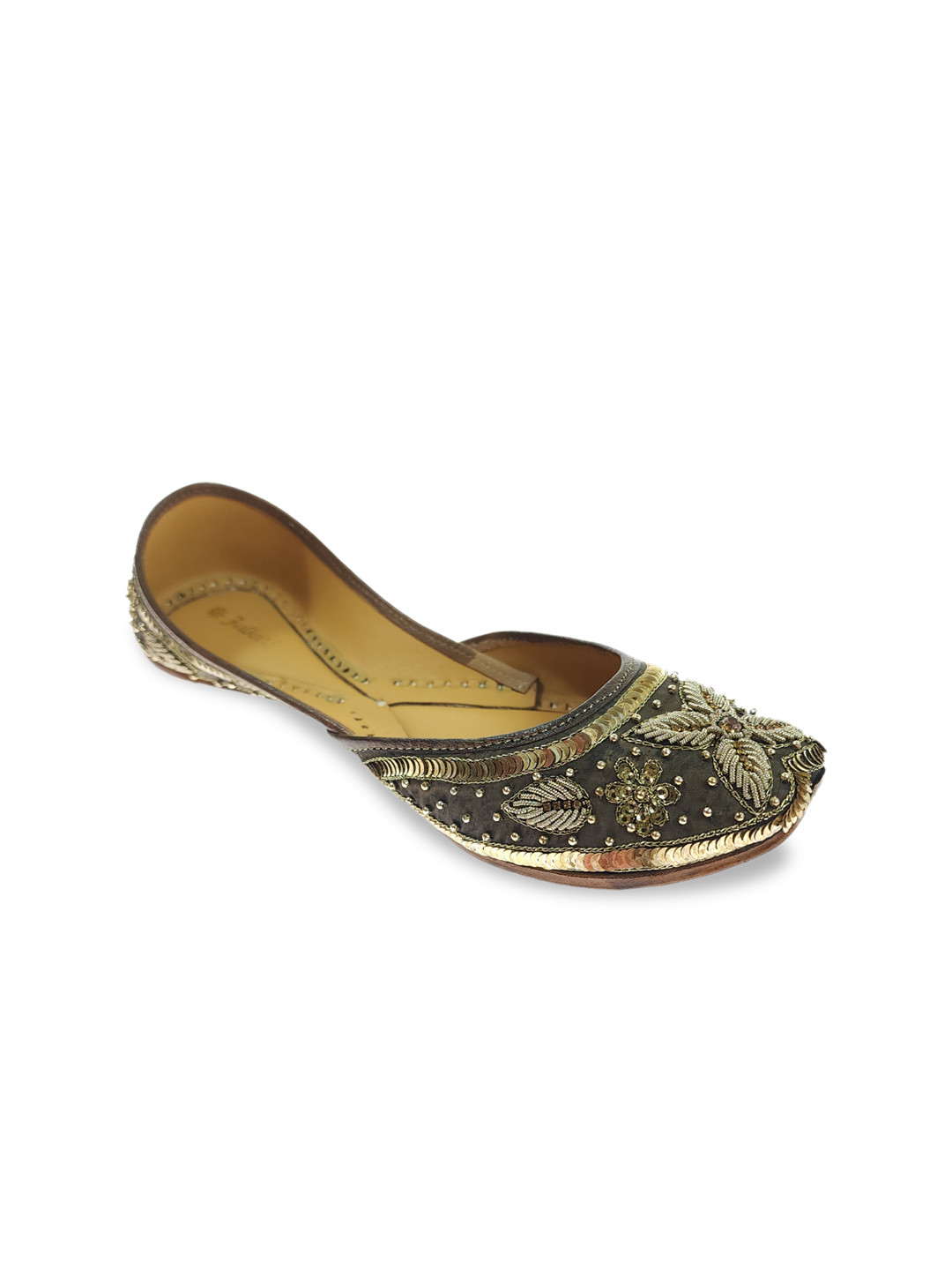 

Fulkari Embellished Ethnic Mojaris, Olive