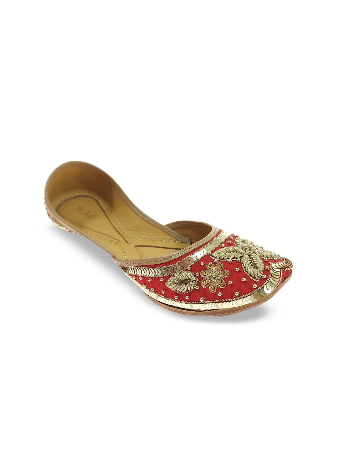 Fulkari Embellished Ethnic Mojaris, Red