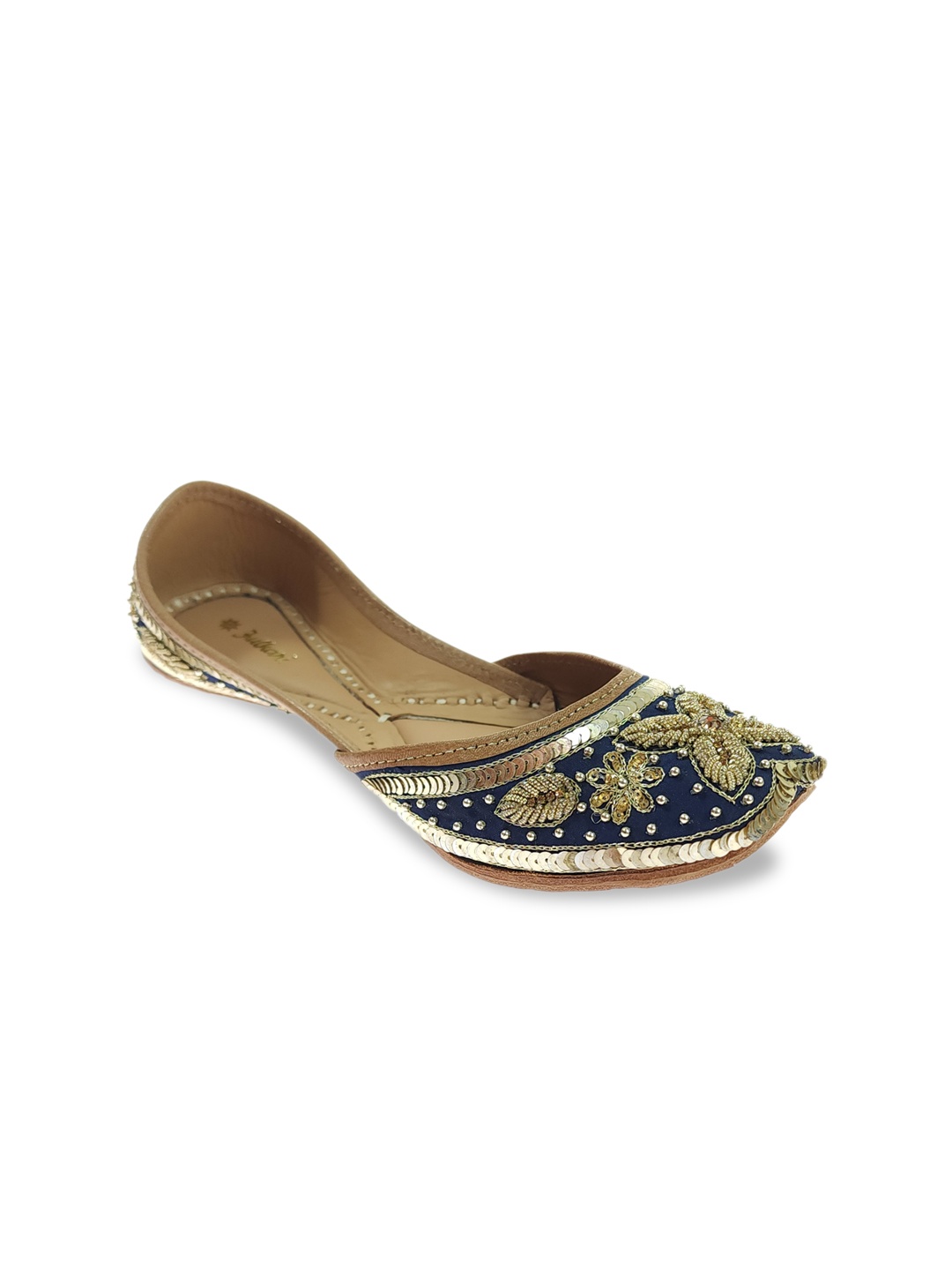 

Fulkari Embellished Ethnic Mojaris, Navy blue