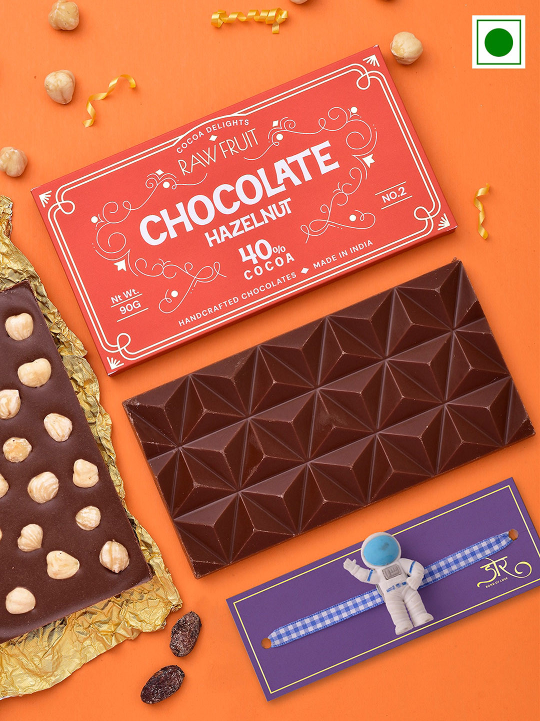 

RawFruit Hazelnut Chocolate Bar 90G with Kids Rakhi, White