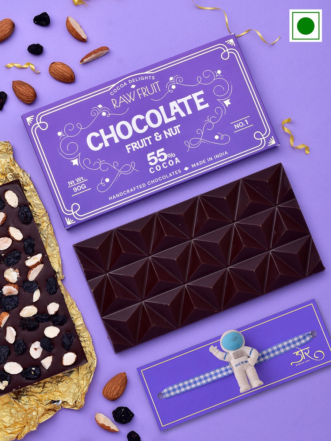 

RawFruit Fruit & Nut Dark Chocolate Bar 90G with Kids Rakhi, White