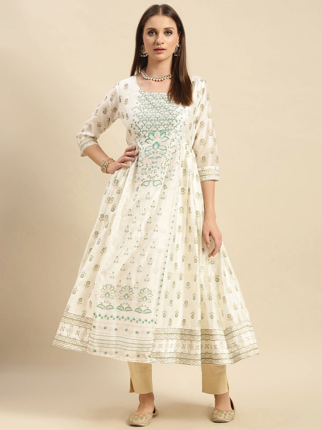 

Rangita Floral Printed Anarkali Kurta, Off white