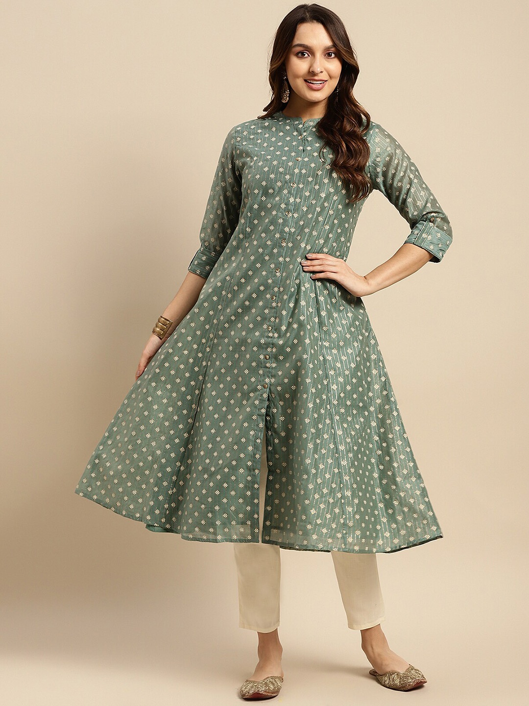 

Rangita Ethnic Motifs Printed Anarkali Kurta, Green