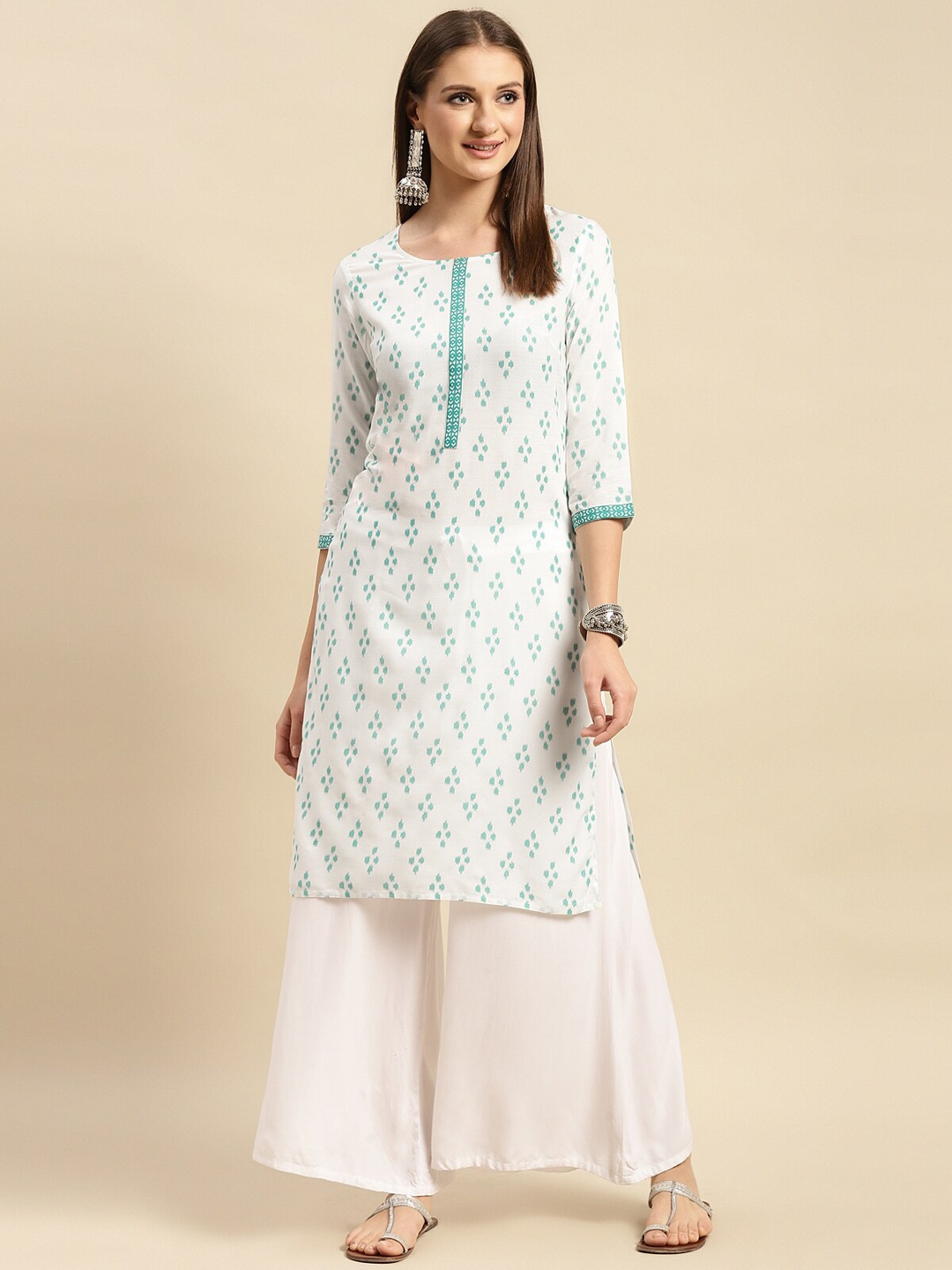 

Rangita Ethnic Motifs Printed Regular Kurta, White