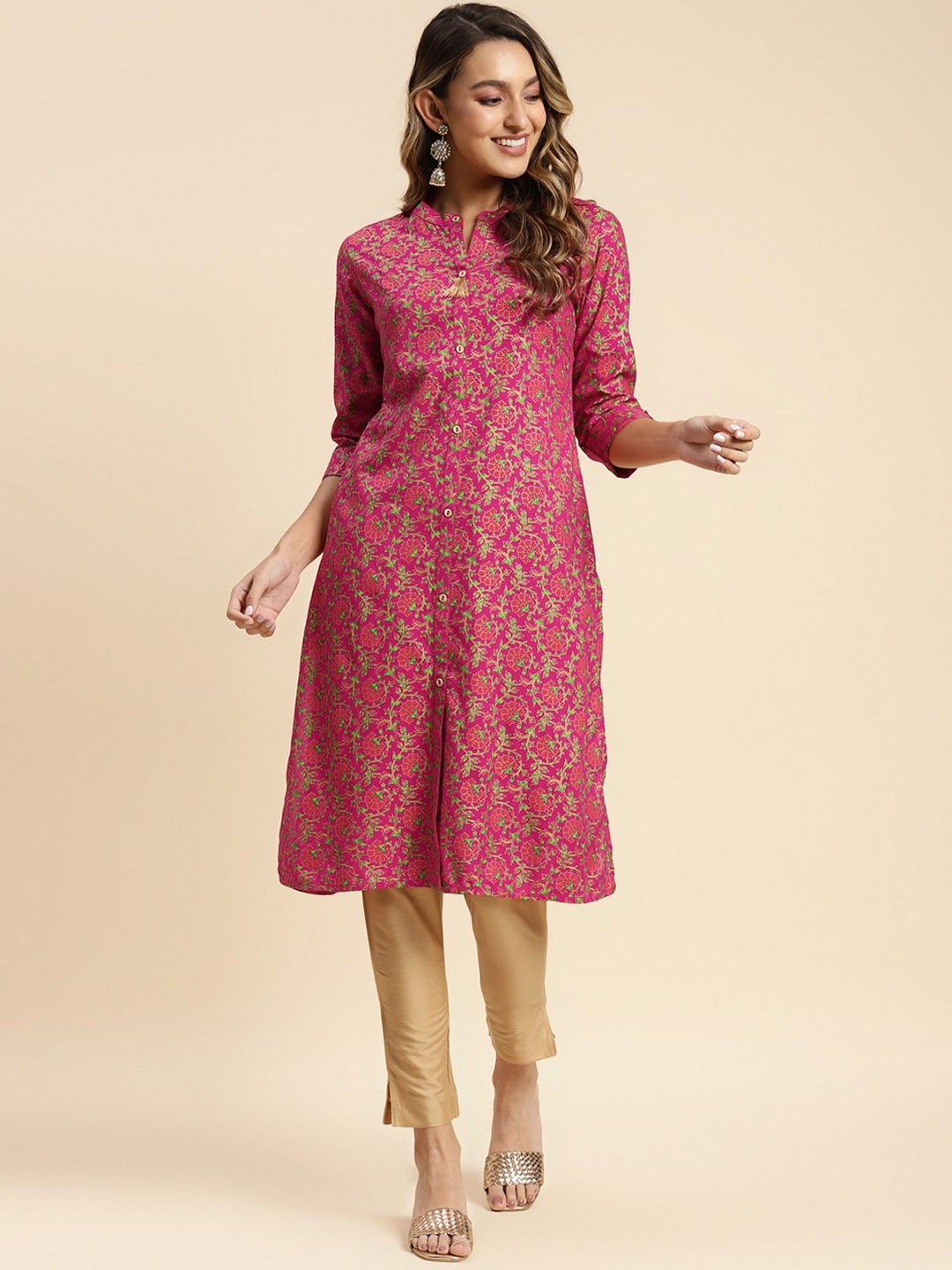 

Rangita Floral Printed Regular Kurta, Pink