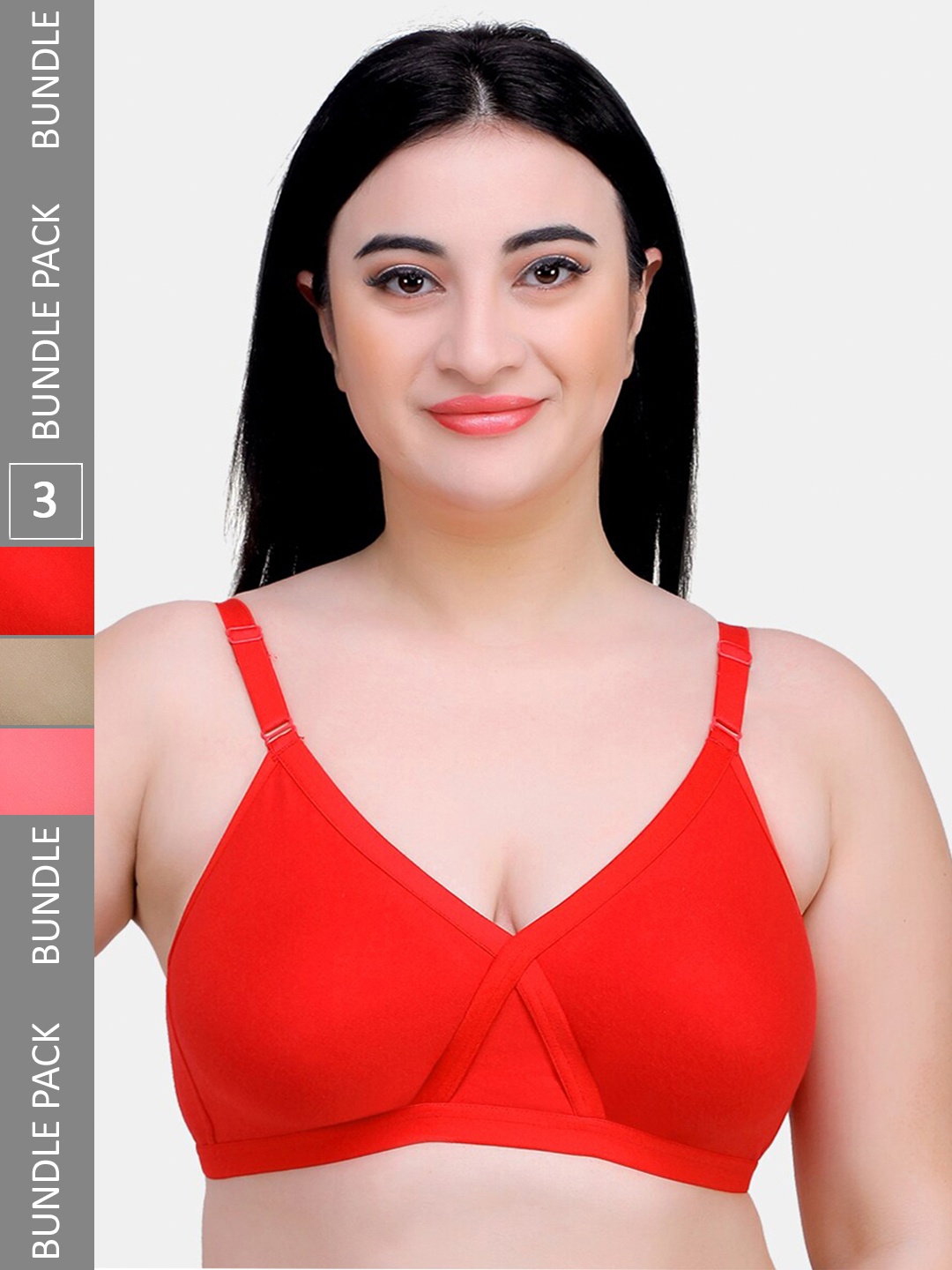 

MAROON Pack of 3 Medium Coverage Bra With All Day Comfort, Red