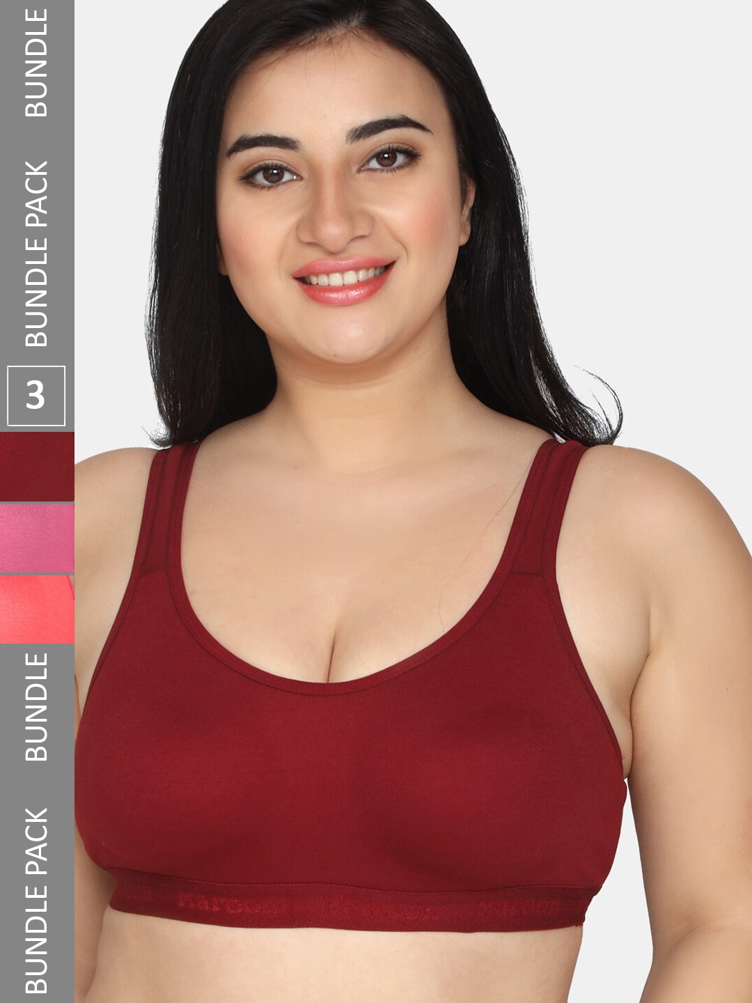 

MAROON Pack of 3 Full Coverage Bra With All Day Comfort, Pink