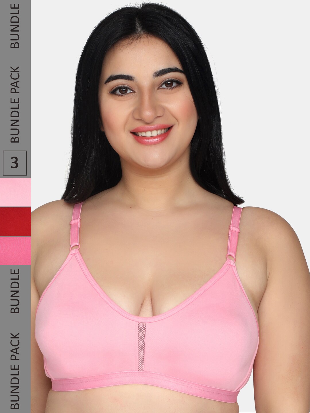 

MAROON Pack of 3 Full Coverage Bra With All Day Comfort, Red