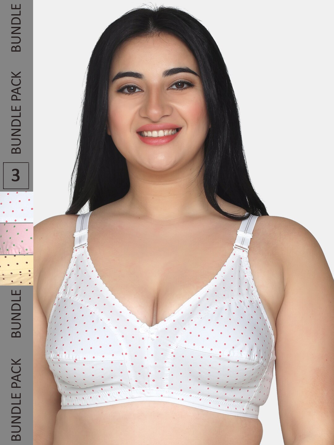 

MAROON Pack Of 3 Cotton Full Coverage Bra With All Day Comfort, Pink
