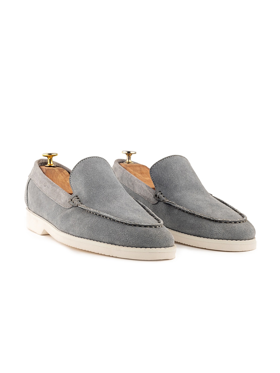 

GRIFFIN Men Latex Lined Suede Loafers, Grey