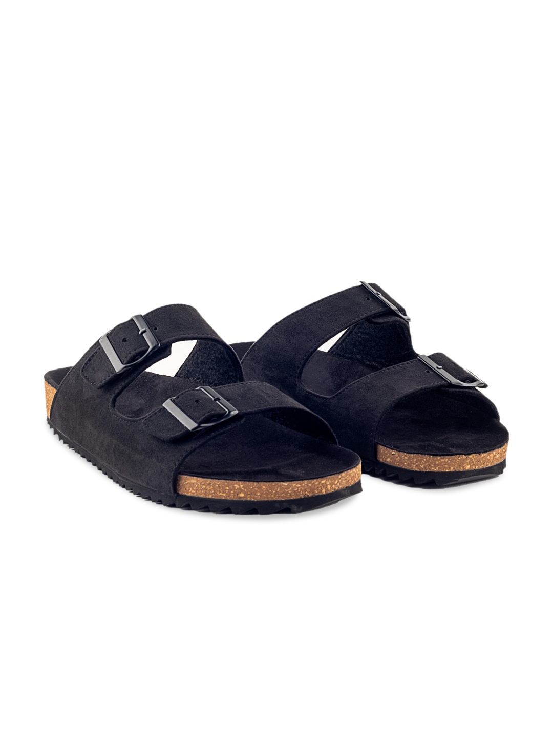 

GRIFFIN Men Two Strap Buckle Detail Comfort Sandals, Black