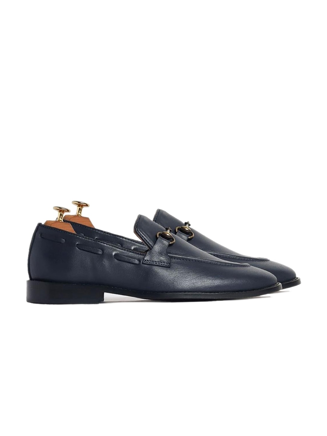 

GRIFFIN Men Buckled Leather Formal Loafers, Navy blue