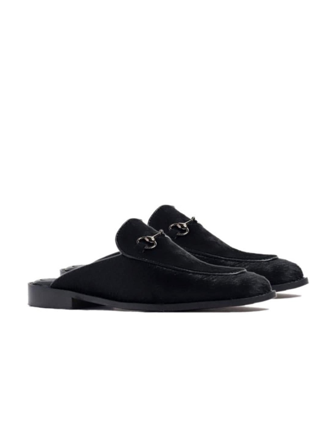 

GRIFFIN Men Buckled Leather Latex Lined Mules, Black