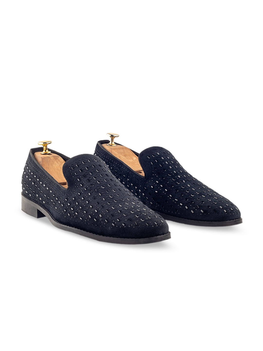 

GRIFFIN Men Latex Lined Embellished Comfort Insole Loafers, Black