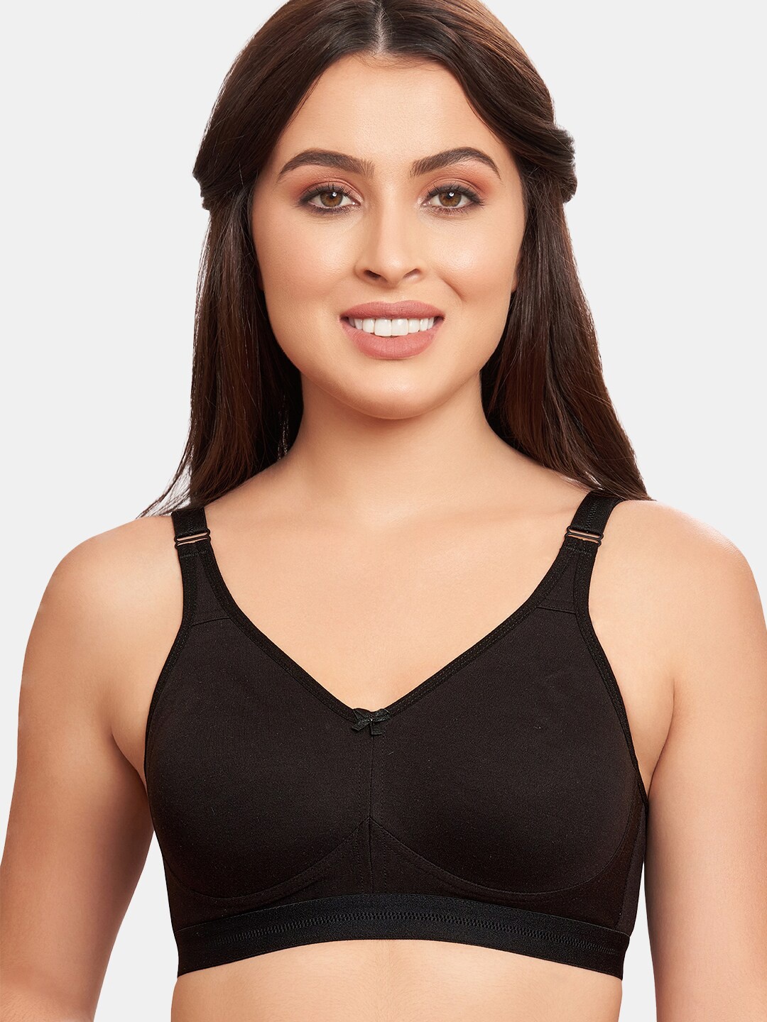 

MAROON Non-Wired Non Padded Seamless Cotton T-shirt Bra With All Day Comfort, Black