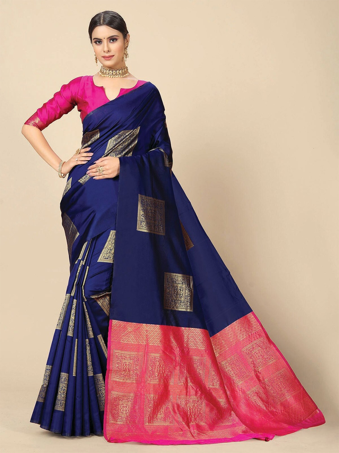 

Rangita Woven Design Zari Saree, Navy blue
