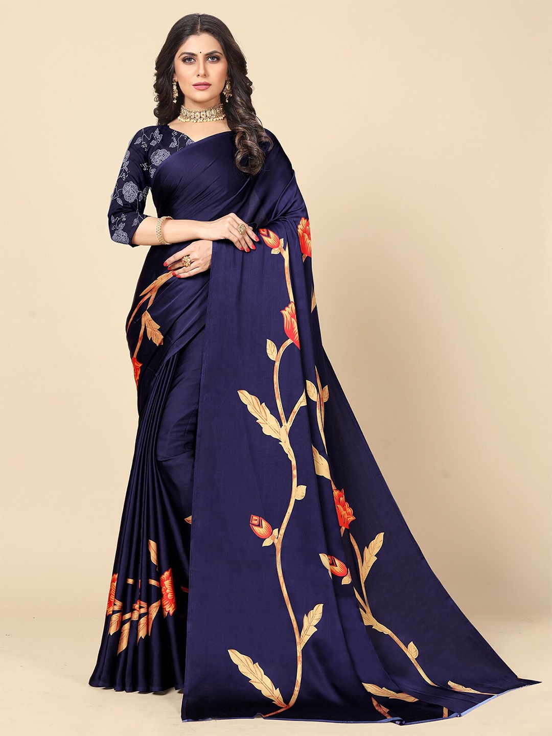 

Rangita Floral Printed Saree, Blue