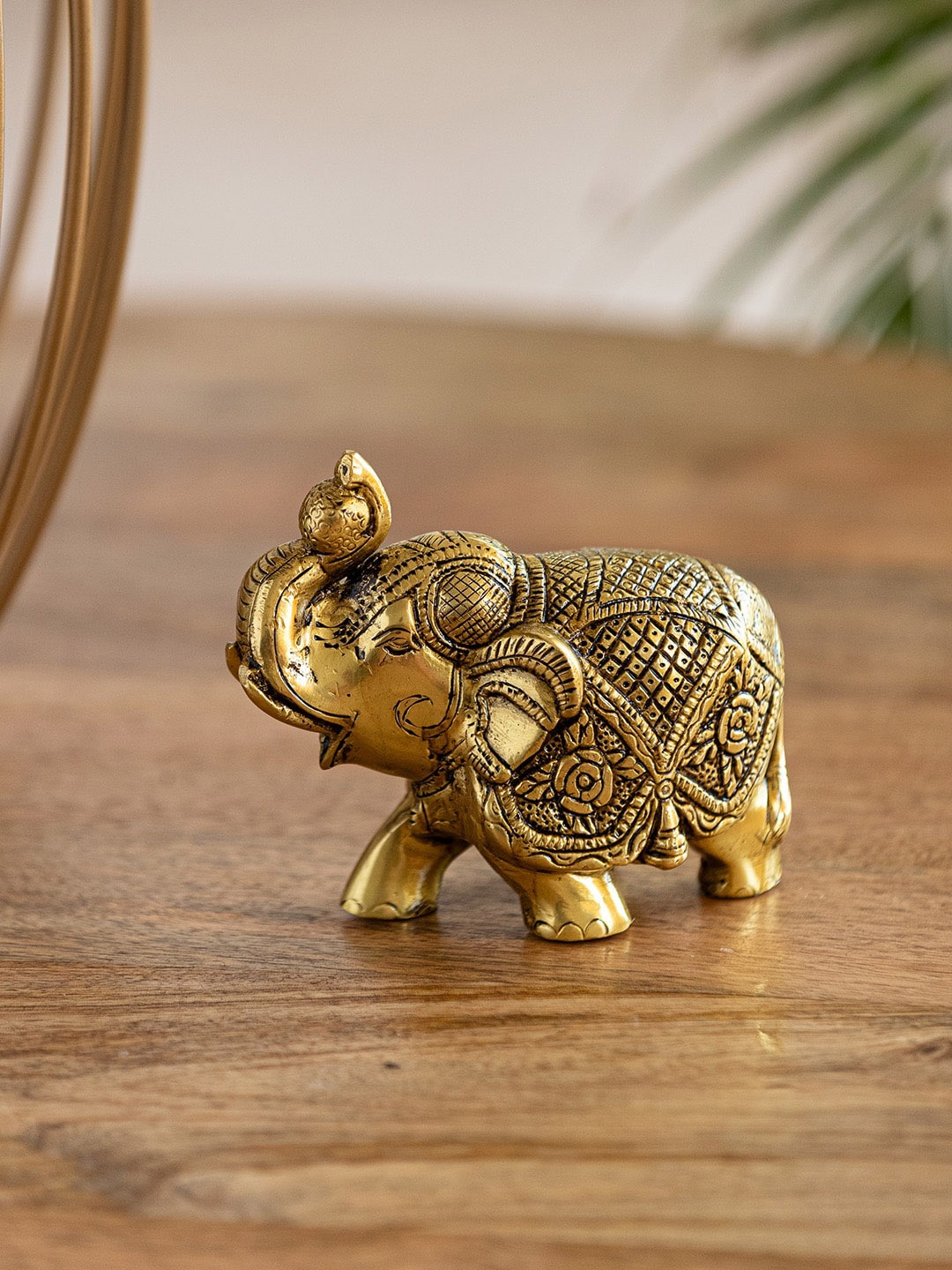 

ExclusiveLane Gold-Toned Textured Elephant Brass Showpiece