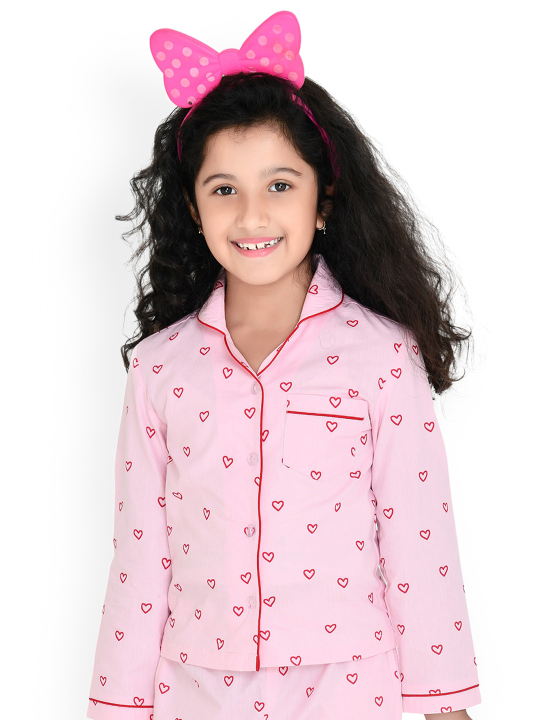 

The Snug Studio Girls Printed Pure Cotton Night Suit, Pink