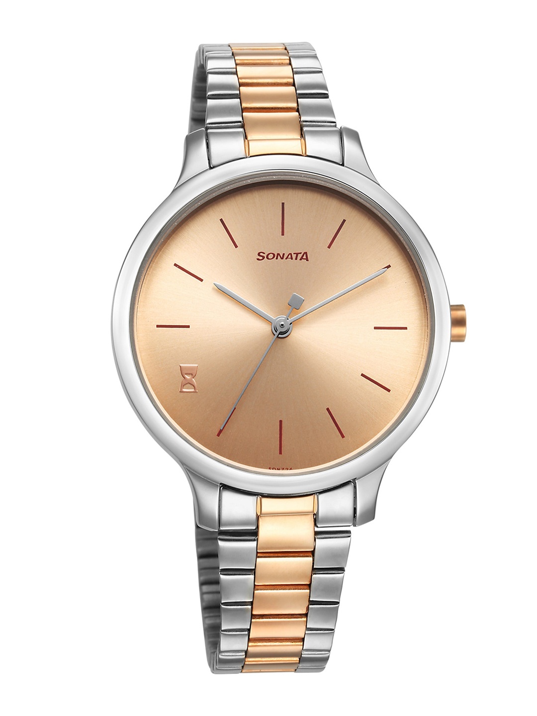 

Sonata Women Textured Dial & Bracelet Style Straps Analogue Watch 87050KM01, Rose gold