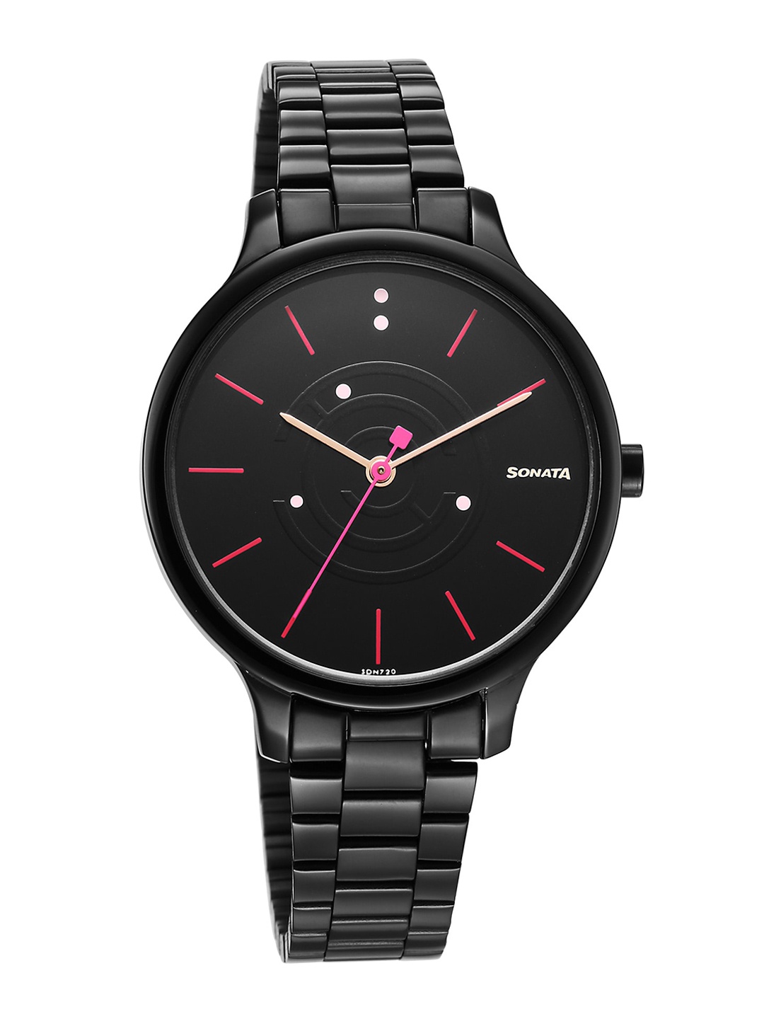 

Sonata Women Textured Dial & Bracelet Style Straps Analogue Watch 87050NM01, Black