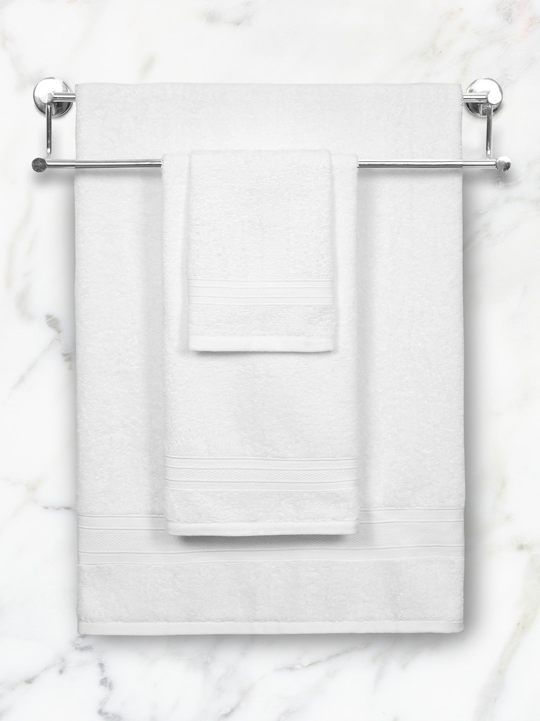 

MYTRIDENT White 3-Pieces Pure Cotton 500 GSM Towel Set