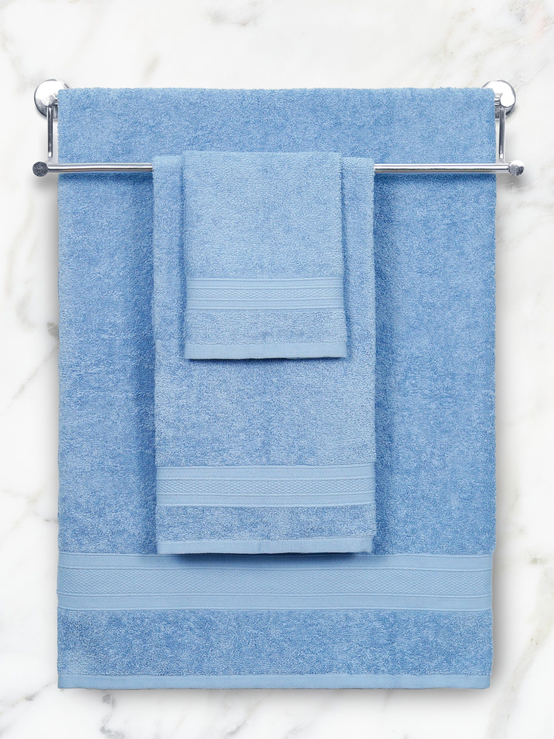 

MYTRIDENT Blue 3 Pieces Pure-Cotton 500GSM Towel Set