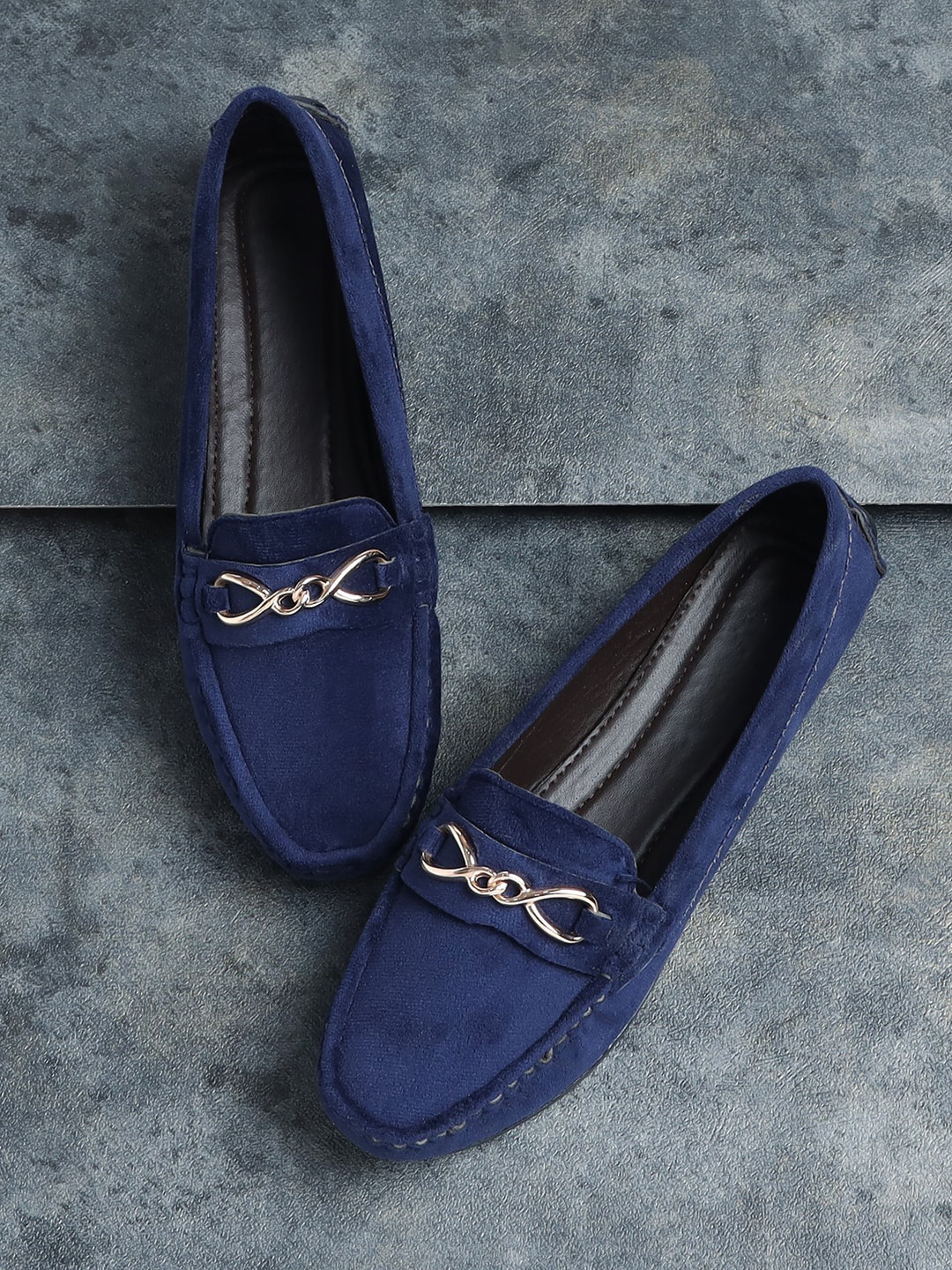 

V-WALK Women Leather Slip-On Loafers, Blue