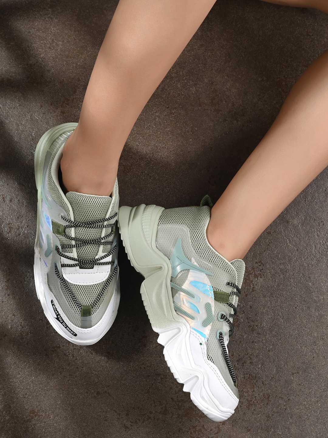 

Roadster Women Green & White Colourblocked Lace-Ups Casual Sneakers