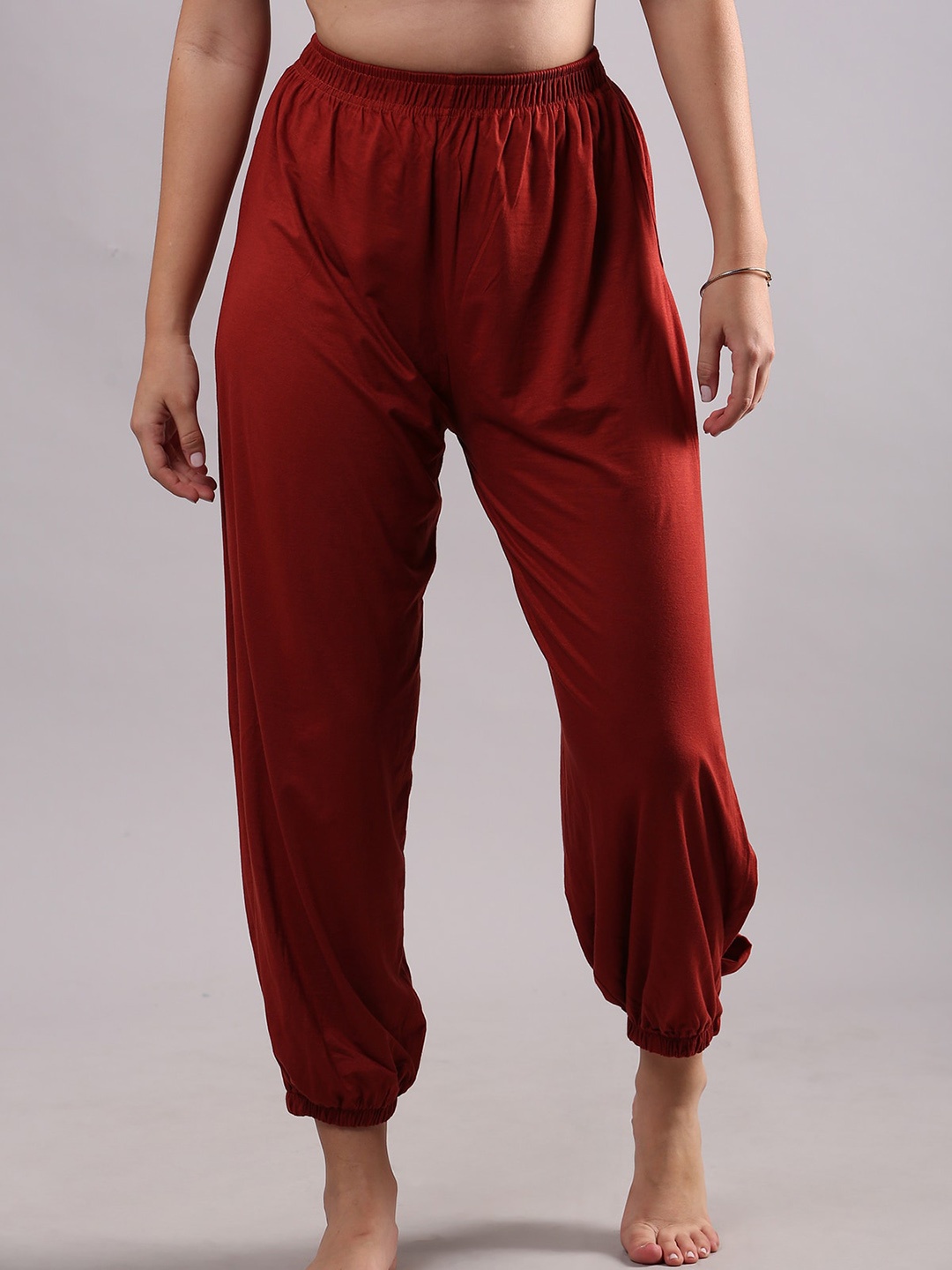 

The Dance Bible Women High-Rise Pure Cotton Harem Pants, Maroon