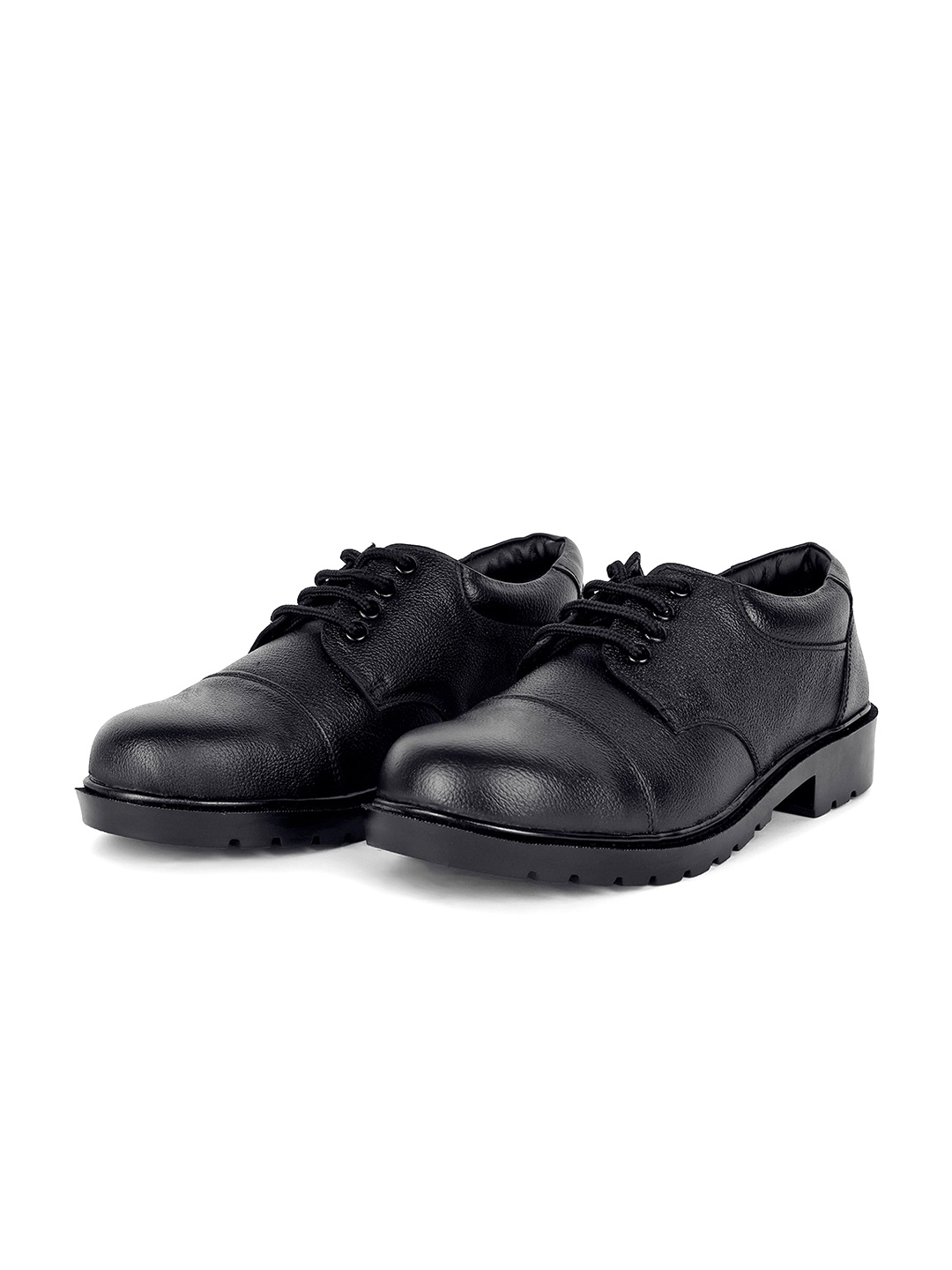

Leo's Fitness Shoes Men Textured Lightweight Leather Derbys, Black