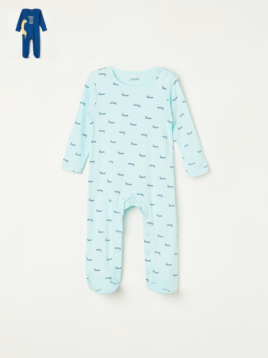 

Juniors by Lifestyle Infant Boys Pack of 2 Printed Pure Cotton Sleepsuits, Blue