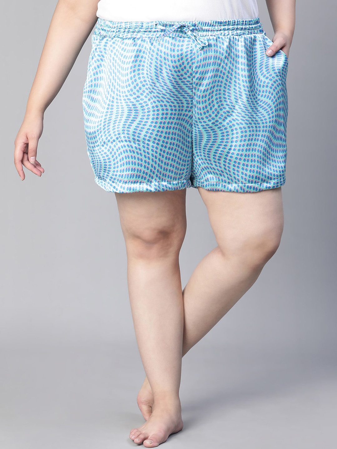 

Oxolloxo Women Plus Size Printed Elasticated Nightwear Shorts, Blue