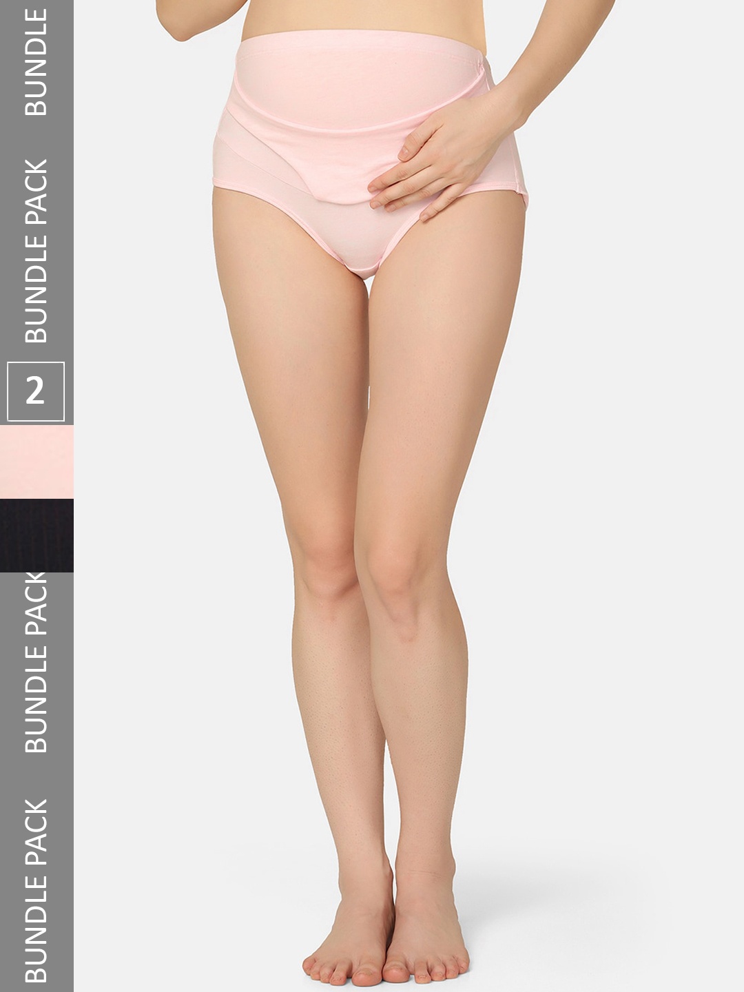 

MAMMA PRESTO Pack Of 2 High-Rise Anti Bacterial Organic Cotton Maternity Briefs, Pink