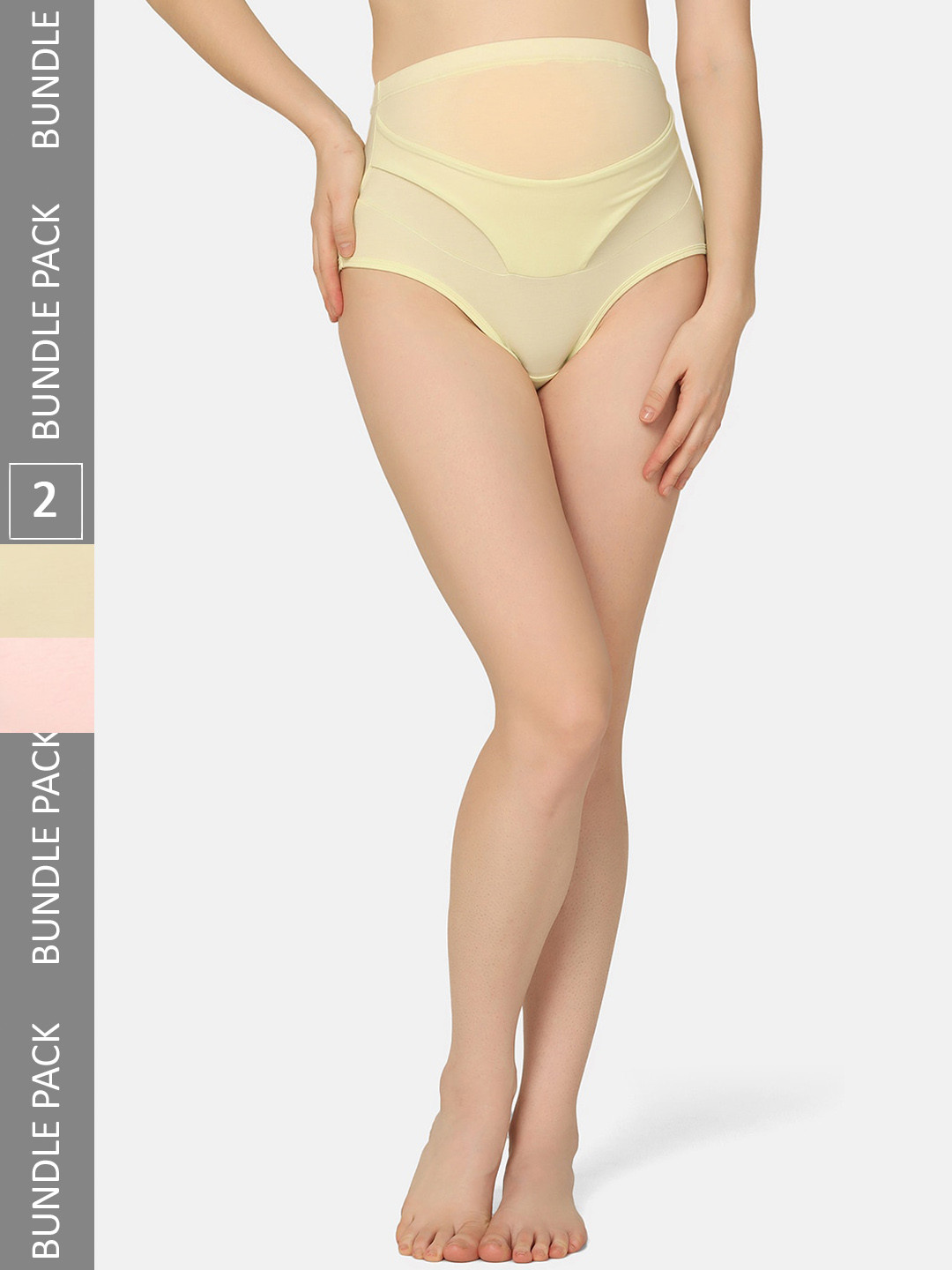 

MAMMA PRESTO Pack Of 2 High-Rise Anti Bacterial Organic Cotton Maternity Briefs, Pink