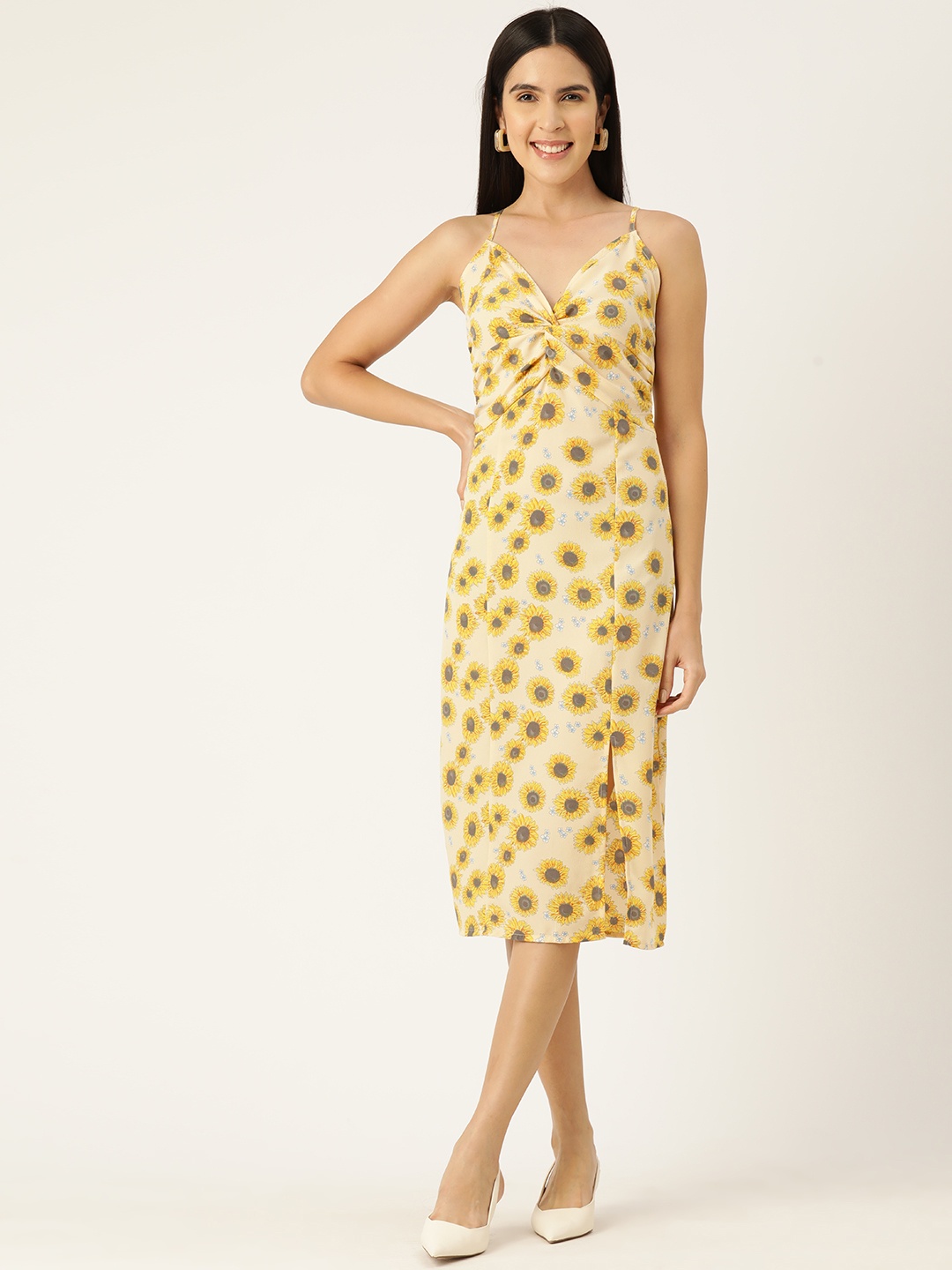 

Rue Collection Floral Print Crepe Slip A-Line Dress, Multi
