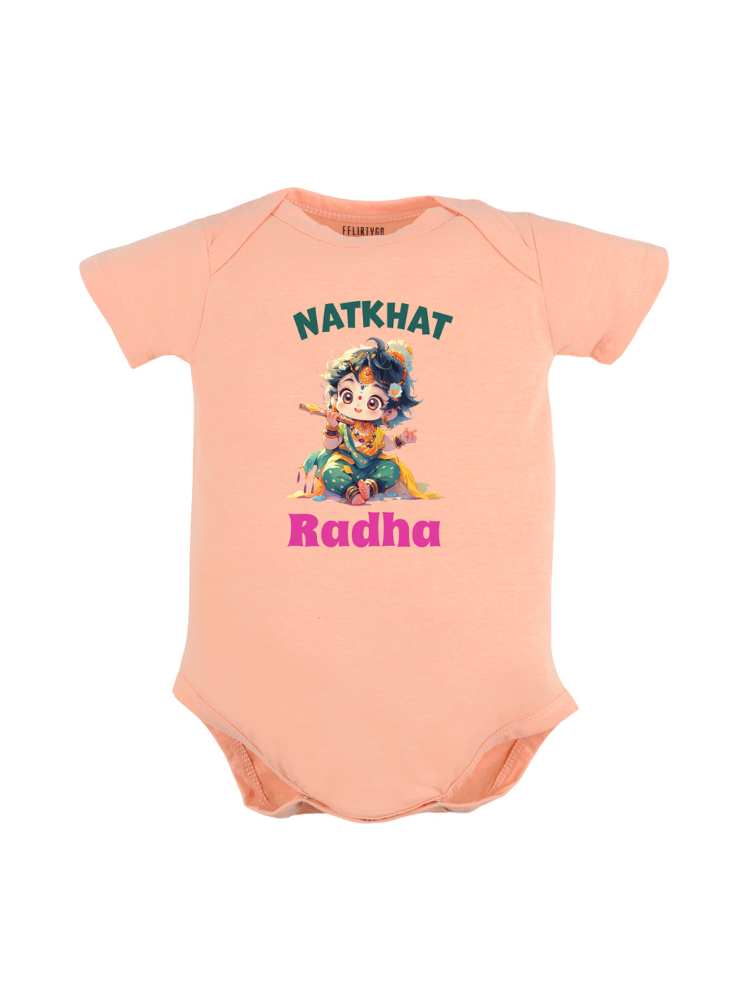 

FFLIRTYGO Infants Janmashtami Printed Pure Cotton Bodysuit, Peach