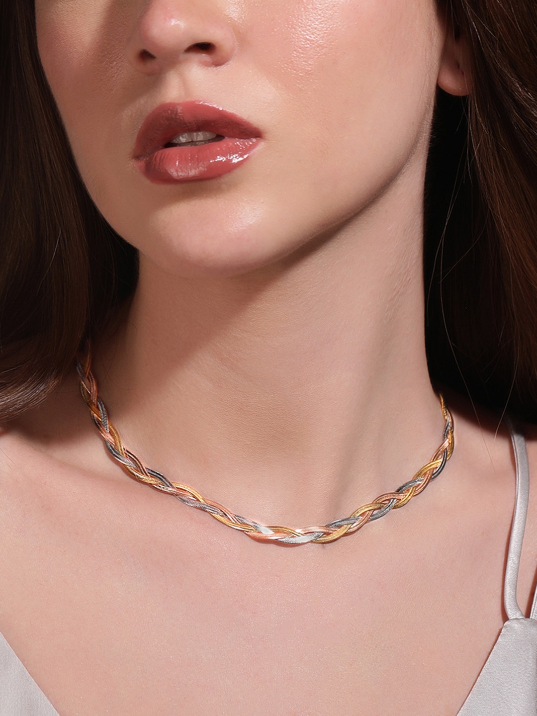 

Rubans Voguish Gold, Silver & Copper Tone Stainless Steel Tarnish-Free Waterproof Necklace