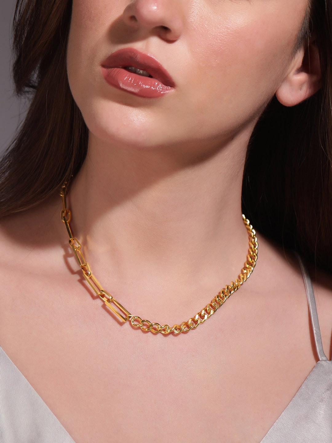 

Rubans Voguish 22k Gold Plated Waterproof Dual Link Chain Tarnish Free Necklace