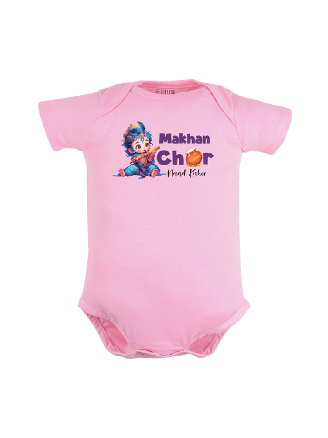 

FFLIRTYGO Infants Janmashtami Printed Pure Cotton Bodysuit, Pink