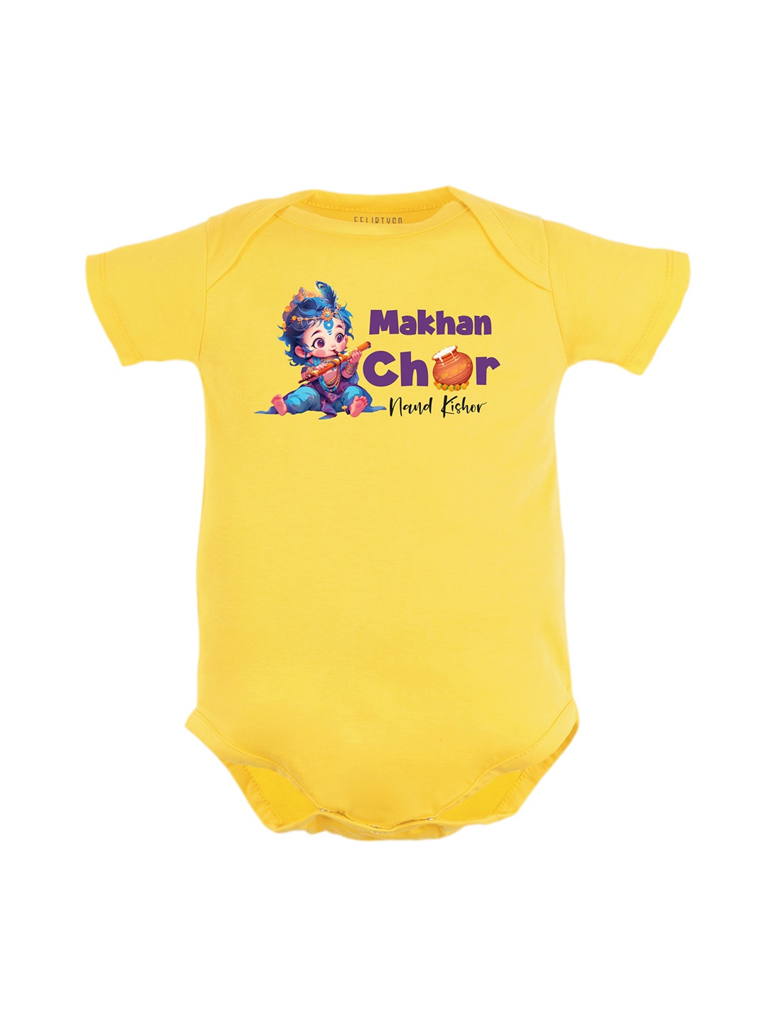 

FFLIRTYGO Infants Janmashtami Printed Pure Cotton Bodysuit, Yellow