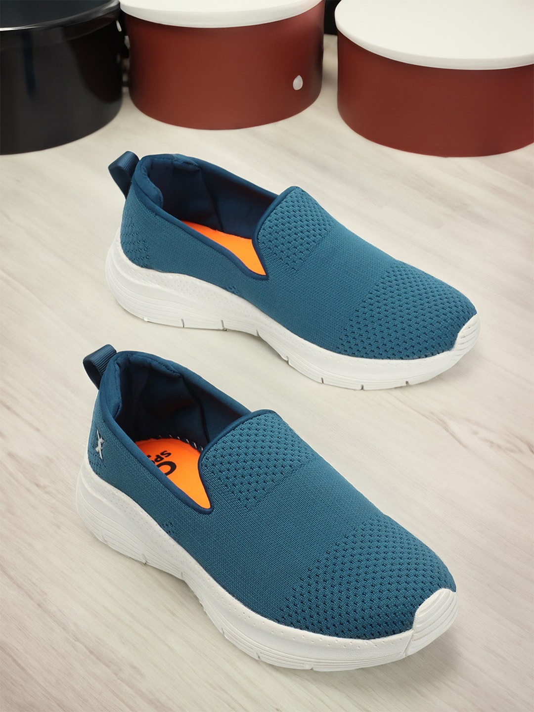 

Carlton London sports Women Textured Lightweight Slip-On Sneakers, Teal