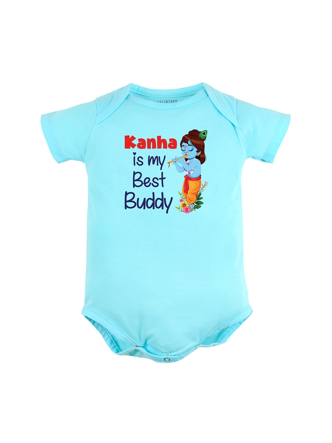

FFLIRTYGO Infants Janmashtami Printed Pure Cotton Bodysuit, Blue